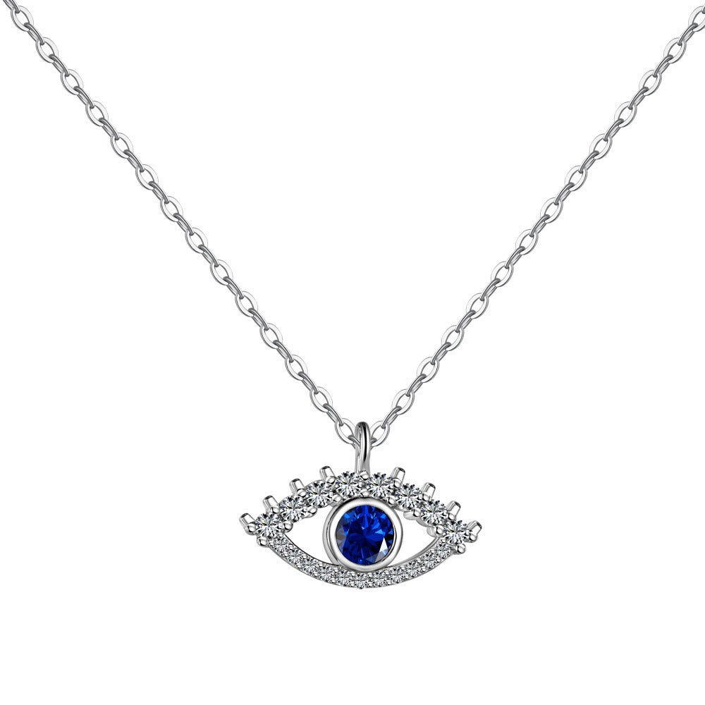 Simple Style Devil's Eye Sterling Silver Inlay Zircon Pendant Necklace