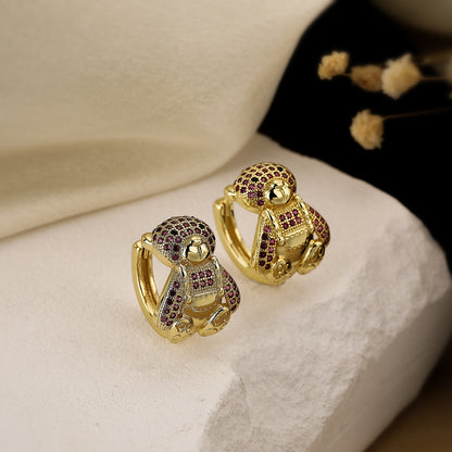 1 Pair Simple Style Commute Animal Plating Inlay Copper Zircon 18k Gold Plated Earrings