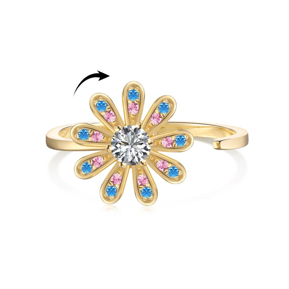 Elegant Lady Geometric Flower Butterfly Sterling Silver Plating Inlay Zircon Rings