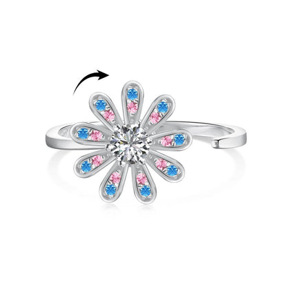 Elegant Lady Geometric Flower Butterfly Sterling Silver Plating Inlay Zircon Rings