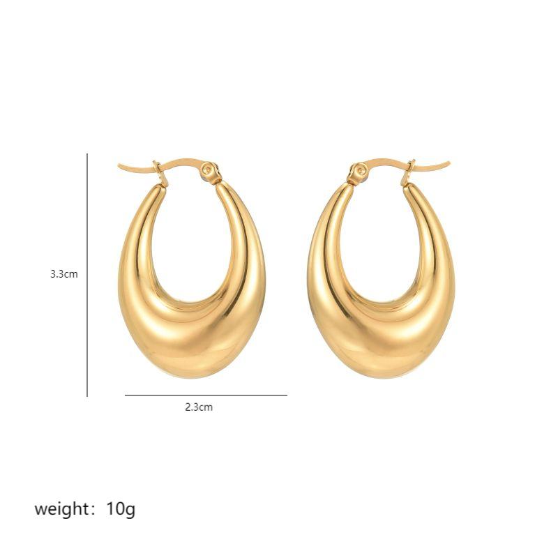 1 Pair Commute V Shape Oval Polishing Plating Stainless Steel 18k Gold Plated Earrings