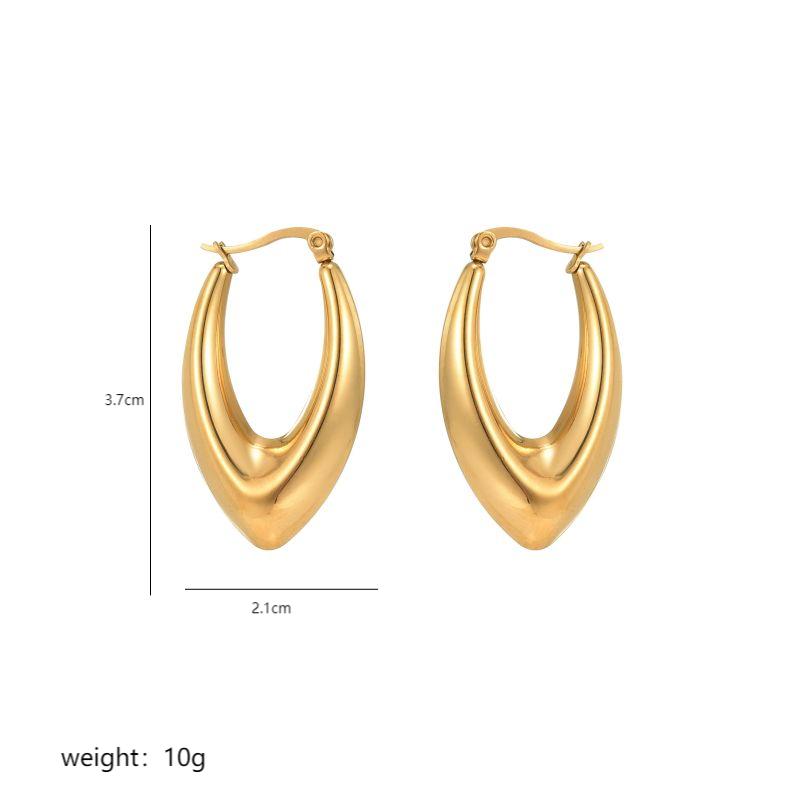 1 Pair Commute V Shape Oval Polishing Plating Stainless Steel 18k Gold Plated Earrings