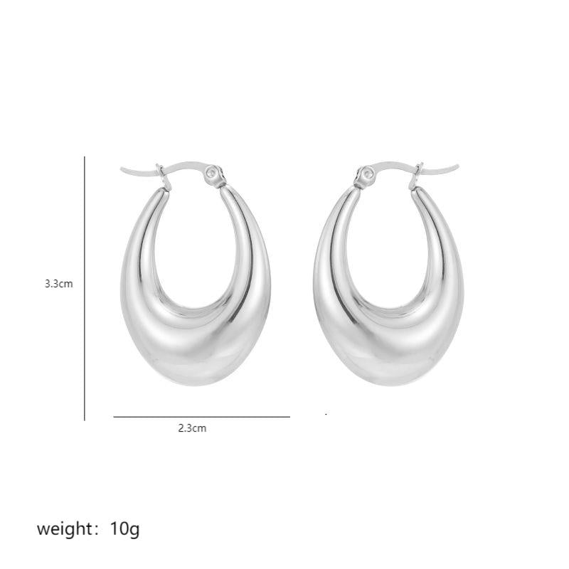 1 Pair Commute V Shape Oval Polishing Plating Stainless Steel 18k Gold Plated Earrings