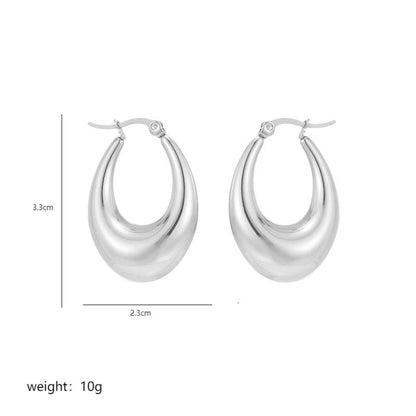 1 Pair Commute V Shape Oval Polishing Plating Stainless Steel 18k Gold Plated Earrings