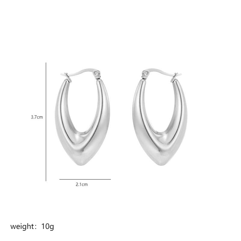 1 Pair Commute V Shape Oval Polishing Plating Stainless Steel 18k Gold Plated Earrings