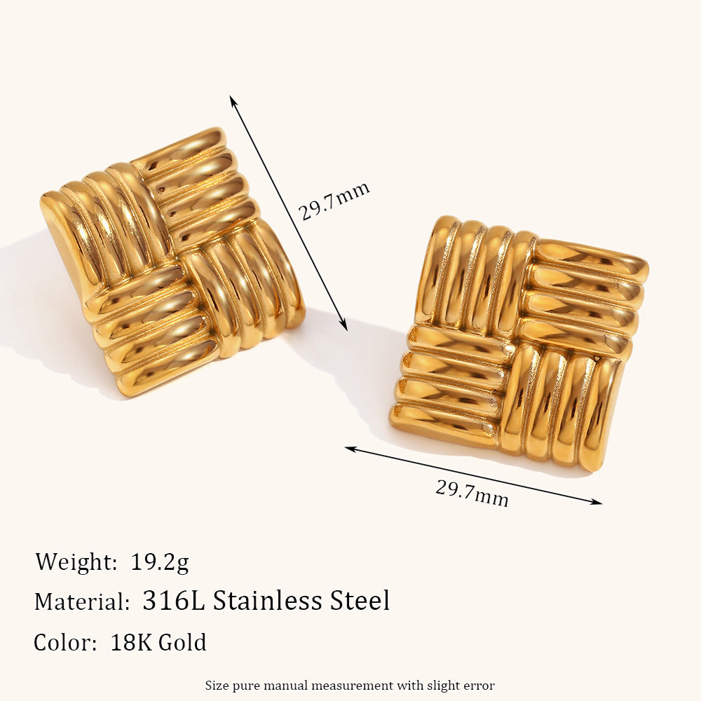 1 Pair Classic Style Solid Color Plating Stainless Steel 18k Gold Plated Ear Studs