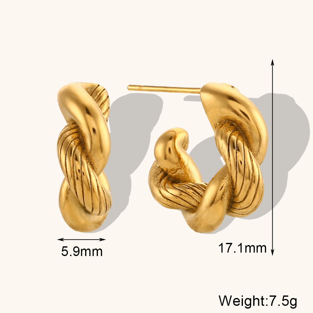 1 Pair Lady Simple Style Irregular Polishing Plating Stainless Steel 18K Gold Plated Hoop Earrings