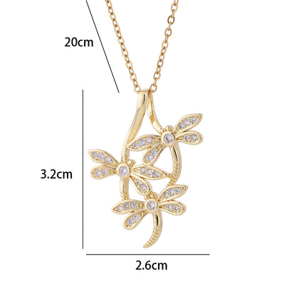 Elegant Streetwear Insect Copper Plating Inlay Zircon Pendant Necklace