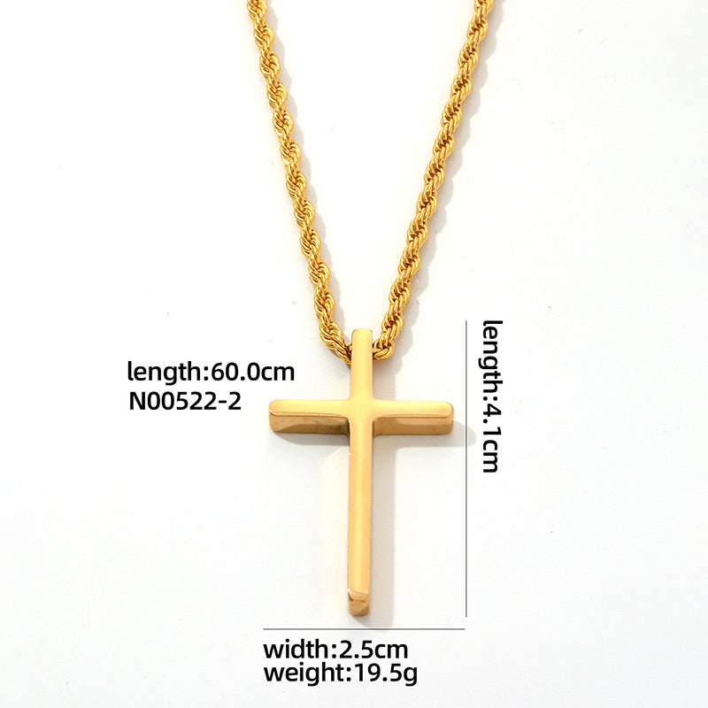 Vintage Style Simple Style Cross 304 Stainless Steel Plating Gold Plated Silver Plated Men'S Pendant Necklace