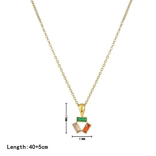 Simple Style Color Block Stainless Steel Plating Inlay Zircon White Gold Plated Gold Plated Pendant Necklace