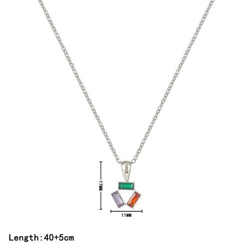 Simple Style Color Block Stainless Steel Plating Inlay Zircon White Gold Plated Gold Plated Pendant Necklace