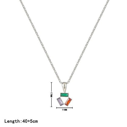 Simple Style Color Block Stainless Steel Plating Inlay Zircon White Gold Plated Gold Plated Pendant Necklace