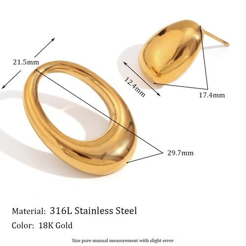 1 Pair Basic Simple Style Classic Style Solid Color Plating Stainless Steel 18k Gold Plated Ear Studs