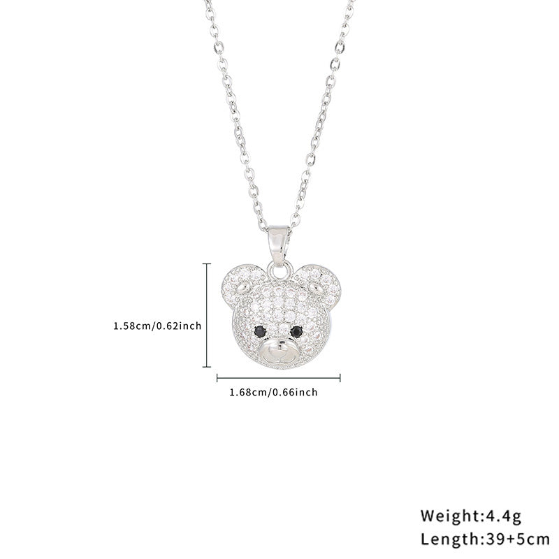 Casual Simple Style Classic Style Little Bear Heart Shape Stainless Steel Titanium Steel Polishing Plating Hollow Out Zircon Gold Plated Necklace