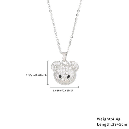 Casual Simple Style Classic Style Little Bear Heart Shape Stainless Steel Titanium Steel Polishing Plating Hollow Out Zircon Gold Plated Necklace