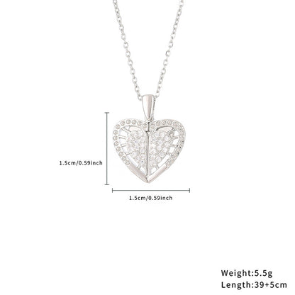 Casual Simple Style Classic Style Little Bear Heart Shape Stainless Steel Titanium Steel Polishing Plating Hollow Out Zircon Gold Plated Necklace