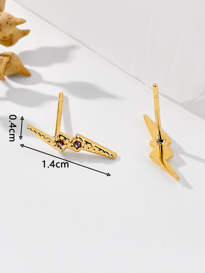 1 Pair Casual Streetwear Lightning Plating Inlay Stainless Steel Zircon 18k Gold Plated Ear Studs