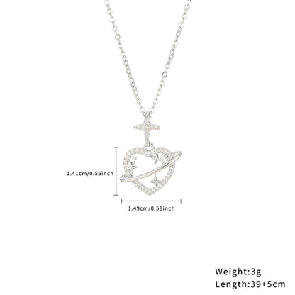 Casual Simple Style Classic Style Little Bear Heart Shape Stainless Steel Titanium Steel Polishing Plating Hollow Out Zircon Gold Plated Necklace