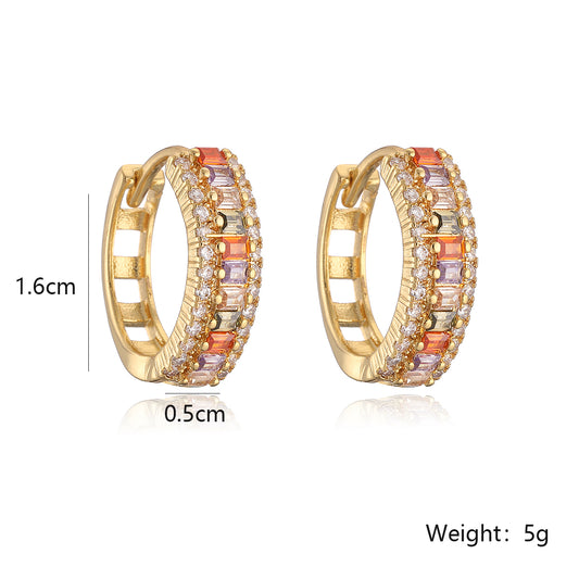 1 Pair Simple Style Streetwear Geometric Plating Inlay Copper Zircon 18k Gold Plated Earrings