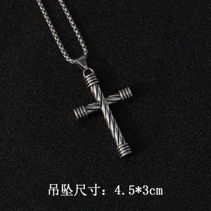 Fashion Cross Stainless Steel Alloy Inlay Rhinestones Unisex Pendant Necklace 1 Piece