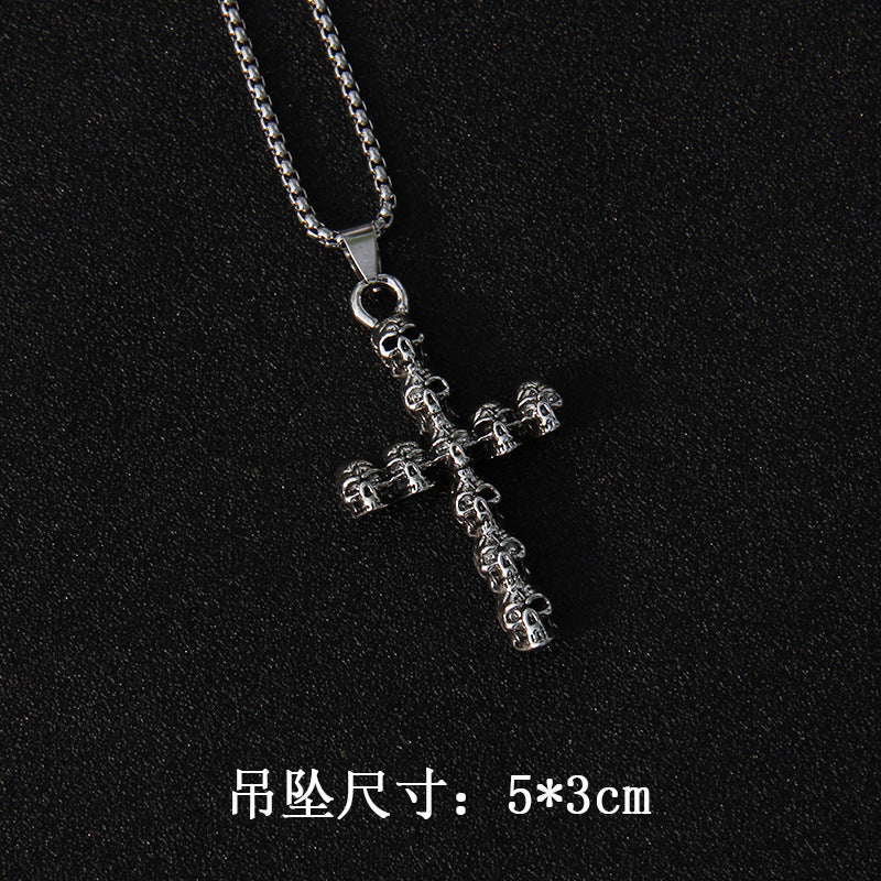 Fashion Cross Stainless Steel Alloy Inlay Rhinestones Unisex Pendant Necklace 1 Piece