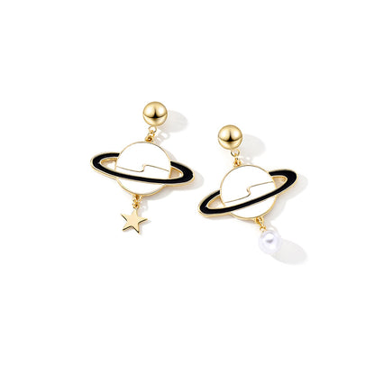 1 Pair Cute Modern Style Korean Style Planet Plating Alloy Copper 14k Gold Plated Drop Earrings