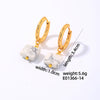 1 Pair Simple Style Square Plating Stainless Steel Natural Stone Gold Plated Drop Earrings