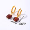 1 Pair Simple Style Square Plating Stainless Steel Natural Stone Gold Plated Drop Earrings