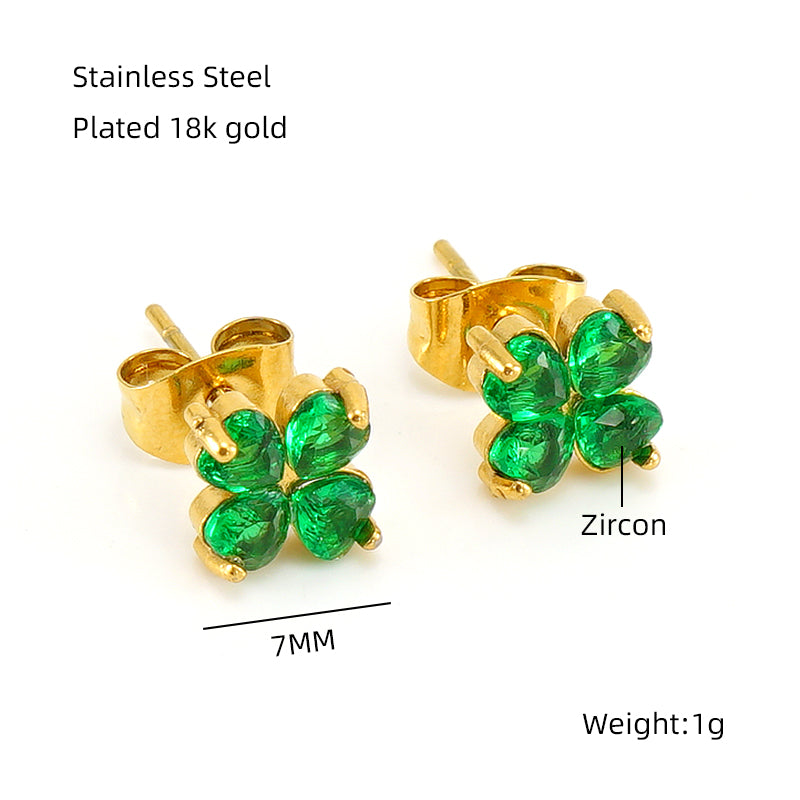 1 Pair Elegant Classical Vintage Style Flower Bow Knot Plating Inlay Stainless Steel Zircon 18k Gold Plated Ear Studs