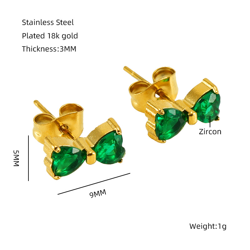 1 Pair Elegant Classical Vintage Style Flower Bow Knot Plating Inlay Stainless Steel Zircon 18k Gold Plated Ear Studs