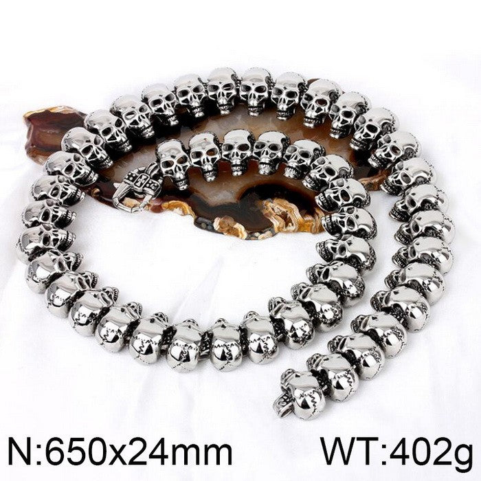 Punk Skull Titanium Steel Bracelets Necklace