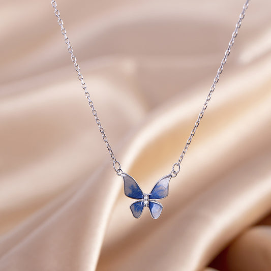 Elegant Butterfly Sterling Silver Plating Pendant Necklace
