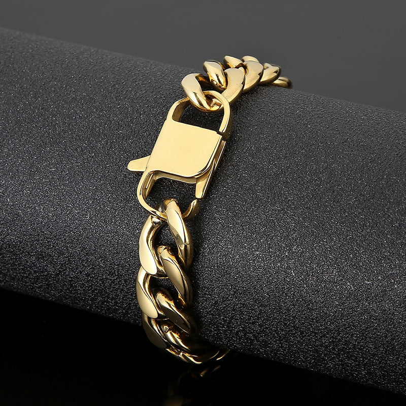 Hip-hop Retro Solid Color Titanium Steel Plating Gold Plated Bracelets Necklace