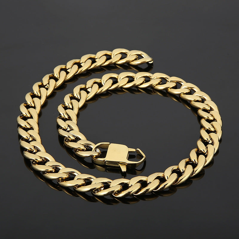 Hip-hop Retro Solid Color Titanium Steel Plating Gold Plated Bracelets Necklace