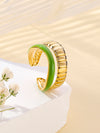 Classic Style Color Block Stainless Steel Enamel Plating 18k Gold Plated Rings