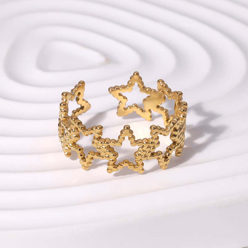 Modern Style Simple Style Pentagram Star Stainless Steel Plating 18k Gold Plated Open Rings