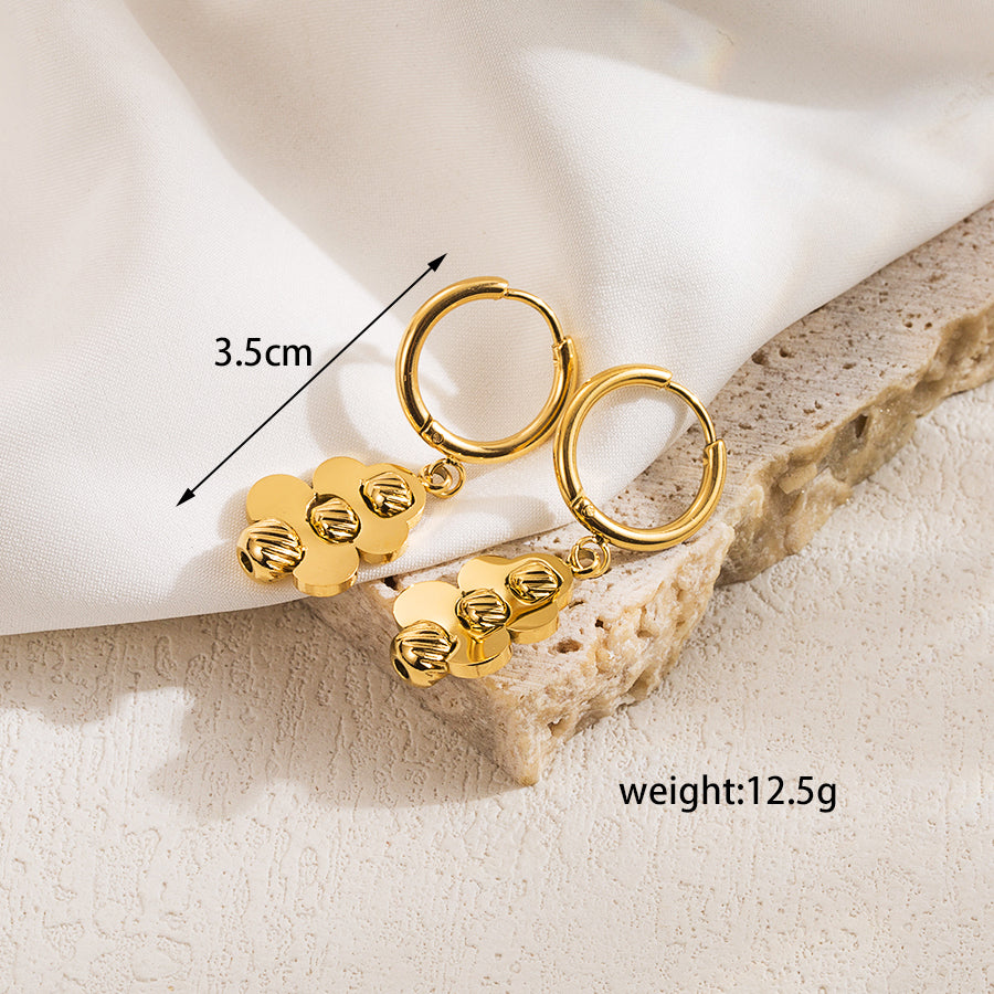 1 Piece Basic Vintage Style Simple Style Round Rectangle Plating Stainless Steel 18k Gold Plated Rings Earrings Necklace