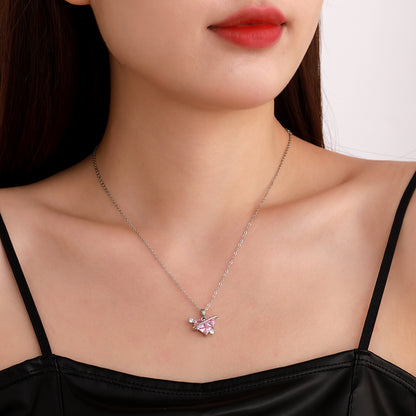 Simple Style Heart Shape Stainless Steel Plating Inlay Zircon Silver Plated Necklace