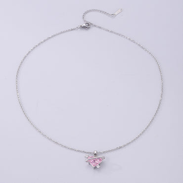 Simple Style Heart Shape Stainless Steel Plating Inlay Zircon Silver Plated Necklace