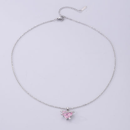 Simple Style Heart Shape Stainless Steel Plating Inlay Zircon Silver Plated Necklace