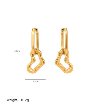 1 Pair Elegant Luxurious Heart Shape Plating Stainless Steel 18k Gold Plated Drop Earrings