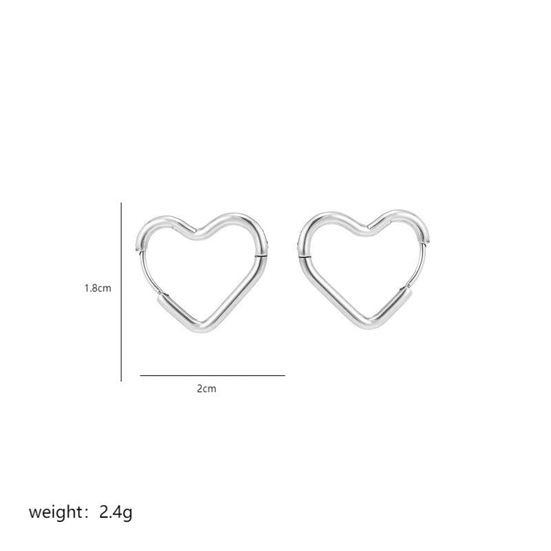 1 Pair Commute Pentagram Heart Shape Polishing Plating Stainless Steel 18k Gold Plated Earrings