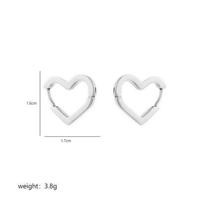 1 Pair Commute Pentagram Heart Shape Polishing Plating Stainless Steel 18k Gold Plated Earrings