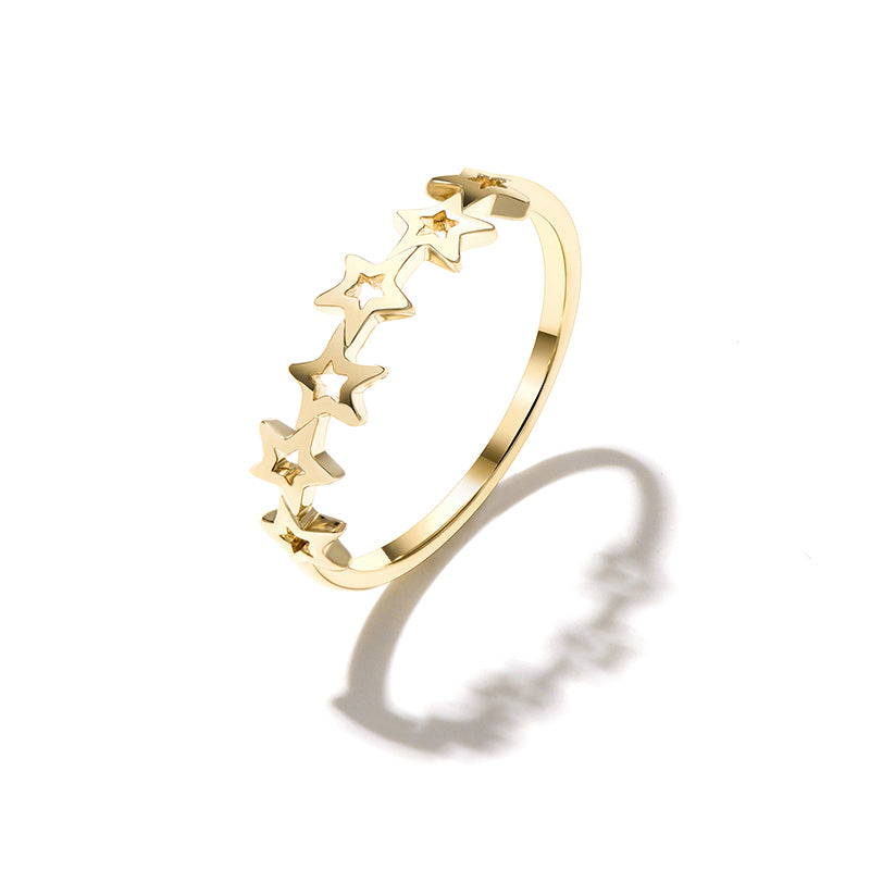 Simple Style Star Copper Plating Hollow Out 14k Gold Plated Rings