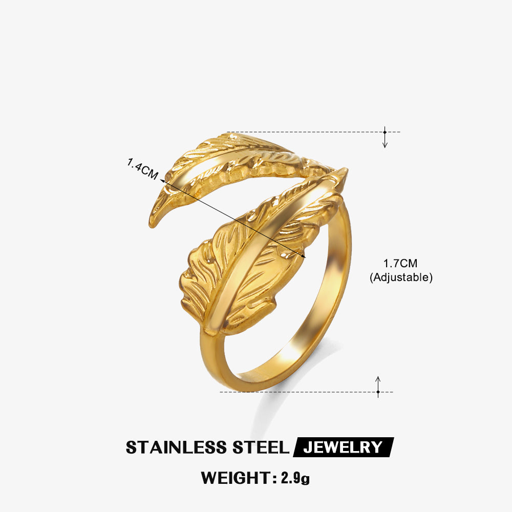 Ig Style Leaves Stainless Steel Plating Gold Plated Open Rings