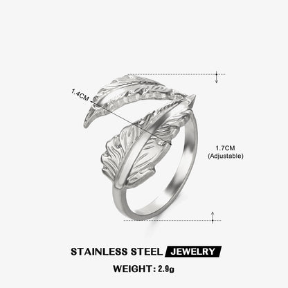 Ig Style Leaves Stainless Steel Plating Gold Plated Open Rings