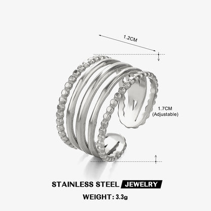 Simple Style Classic Style Lines Stainless Steel Plating 18k Gold Plated Open Rings