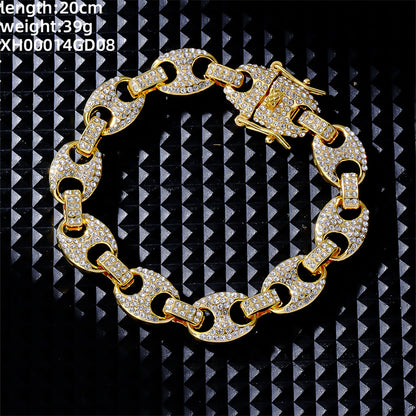 Hip-hop Vintage Style Solid Color Alloy Plating Inlay Rhinestones 18k Gold Plated Silver Plated Men's Bracelets