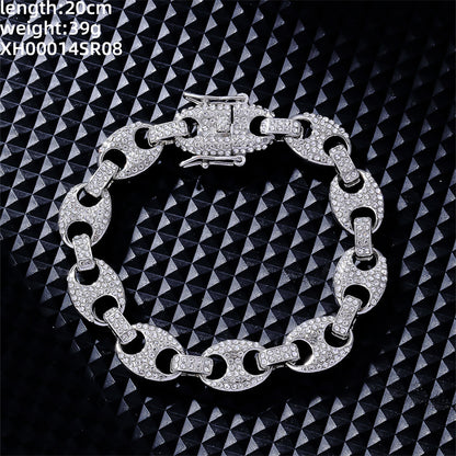 Hip-hop Vintage Style Solid Color Alloy Plating Inlay Rhinestones 18k Gold Plated Silver Plated Men's Bracelets