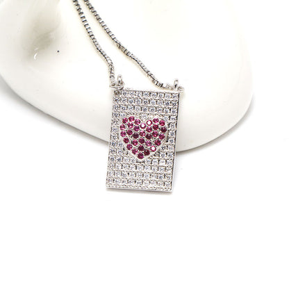 Simple Style Square Copper Plating Inlay Rhinestones Pendant Necklace